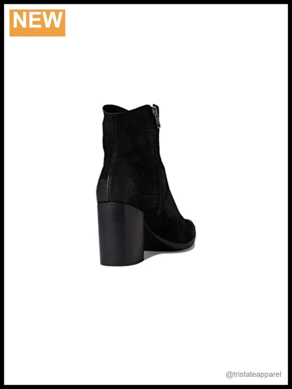 Steve Madden Cate Ankle Bootie Wood-Like Block Heel Pointed Toe Zip